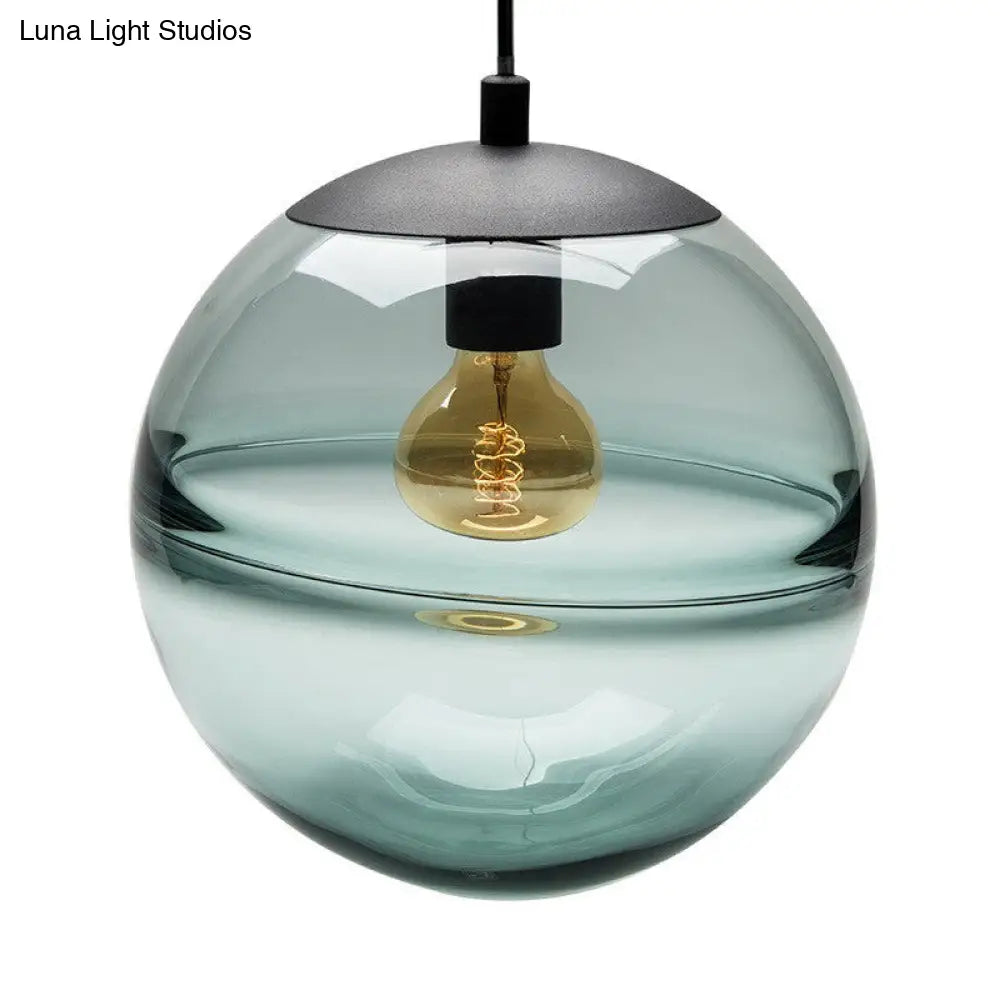 Modern Blue/Coffee Glass Sphere Pendant Light - 1 Head 8/10/12 Wide Elegant Dining Room Hanging