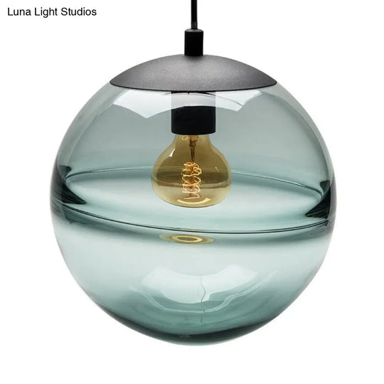 Modern Blue/Coffee Glass Sphere Pendant Light - 1 Head 8/10/12 Wide Elegant Dining Room Hanging