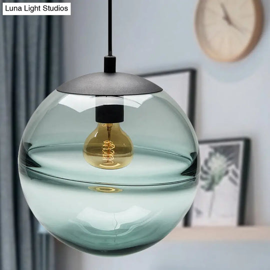 Modern Blue/Coffee Glass Sphere Pendant Light - 1 Head 8/10/12 Wide Elegant Dining Room Hanging