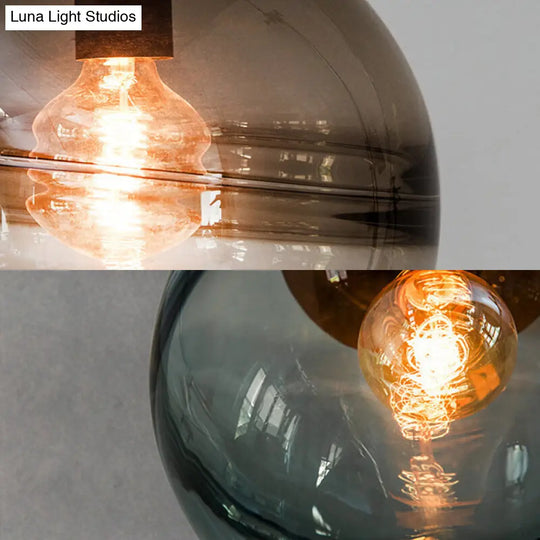 Modern Blue/Coffee Glass Sphere Pendant Light - 1 Head 8/10/12 Wide Elegant Dining Room Hanging