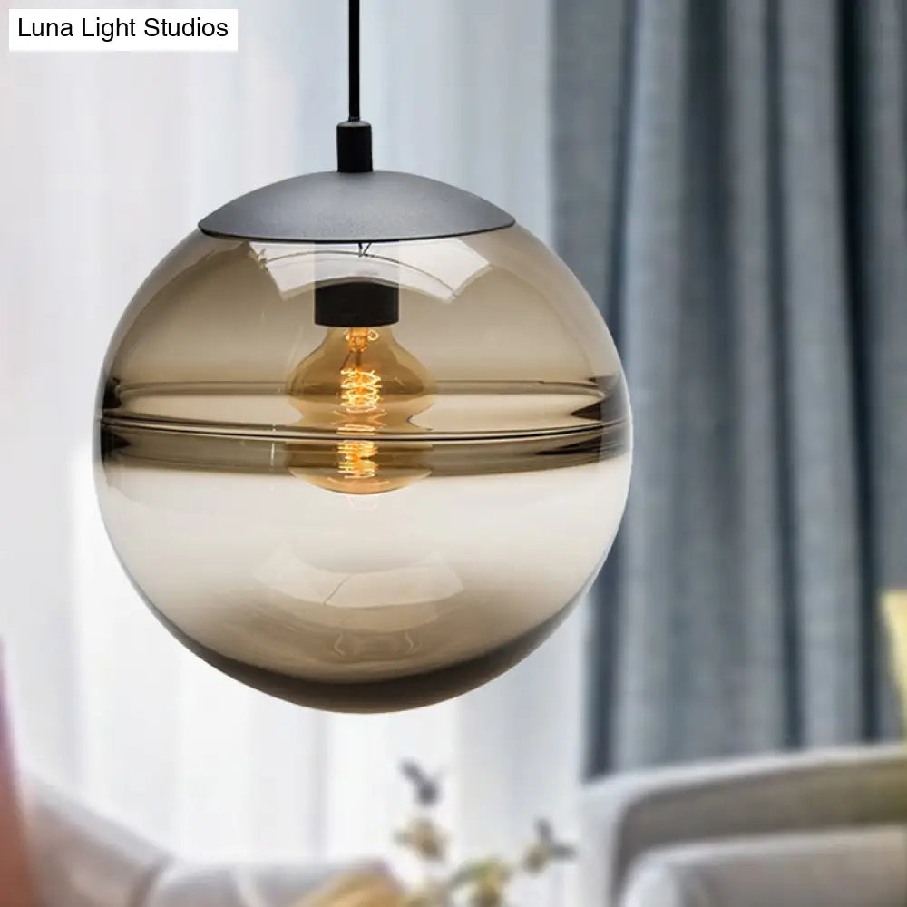 Modern Blue/Coffee Glass Sphere Pendant Light - 1 Head 8/10/12 Wide Elegant Dining Room Hanging