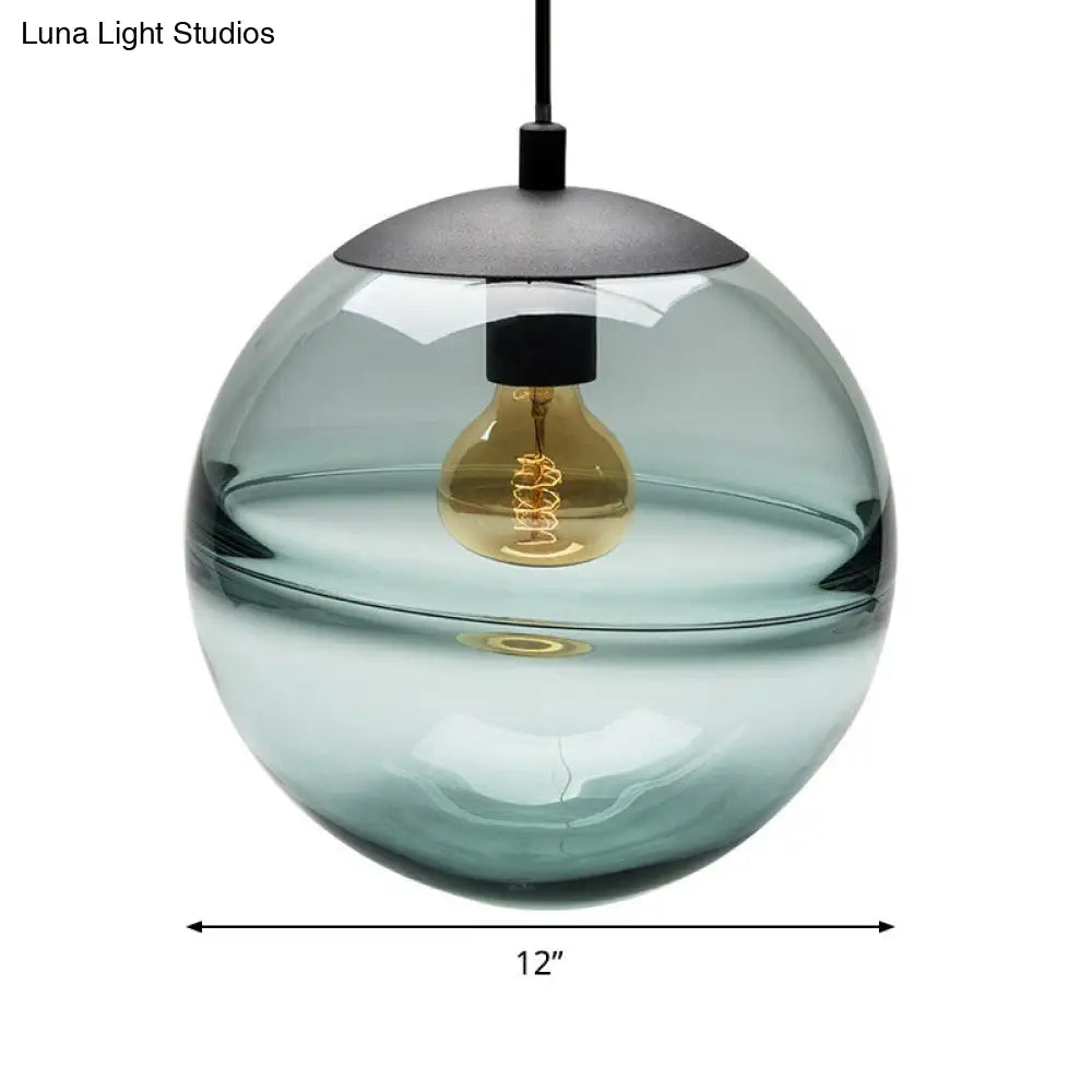 Modern Blue/Coffee Glass Sphere Pendant Light - 1 Head 8/10/12 Wide Elegant Dining Room Hanging