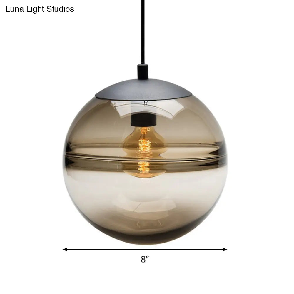 Modern Blue/Coffee Glass Sphere Pendant Light - 1 Head 8/10/12 Wide Elegant Dining Room Hanging