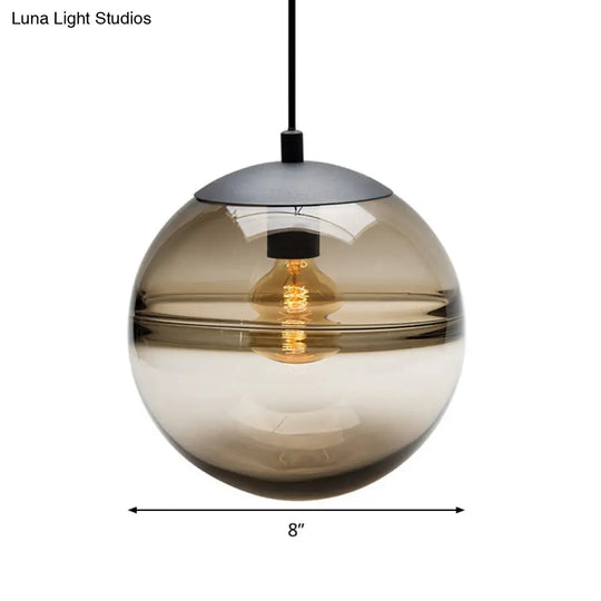 Modern Blue/Coffee Glass Sphere Pendant Light - 1 Head 8/10/12 Wide Elegant Dining Room Hanging