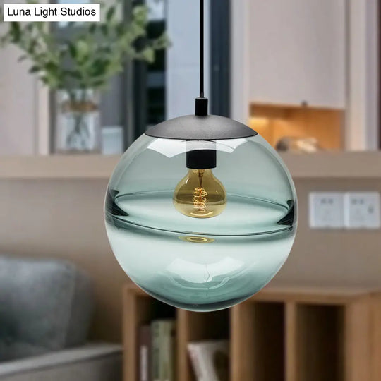 Modern Blue/Coffee Glass Sphere Pendant Light - 1 Head 8/10/12 Wide Elegant Dining Room Hanging