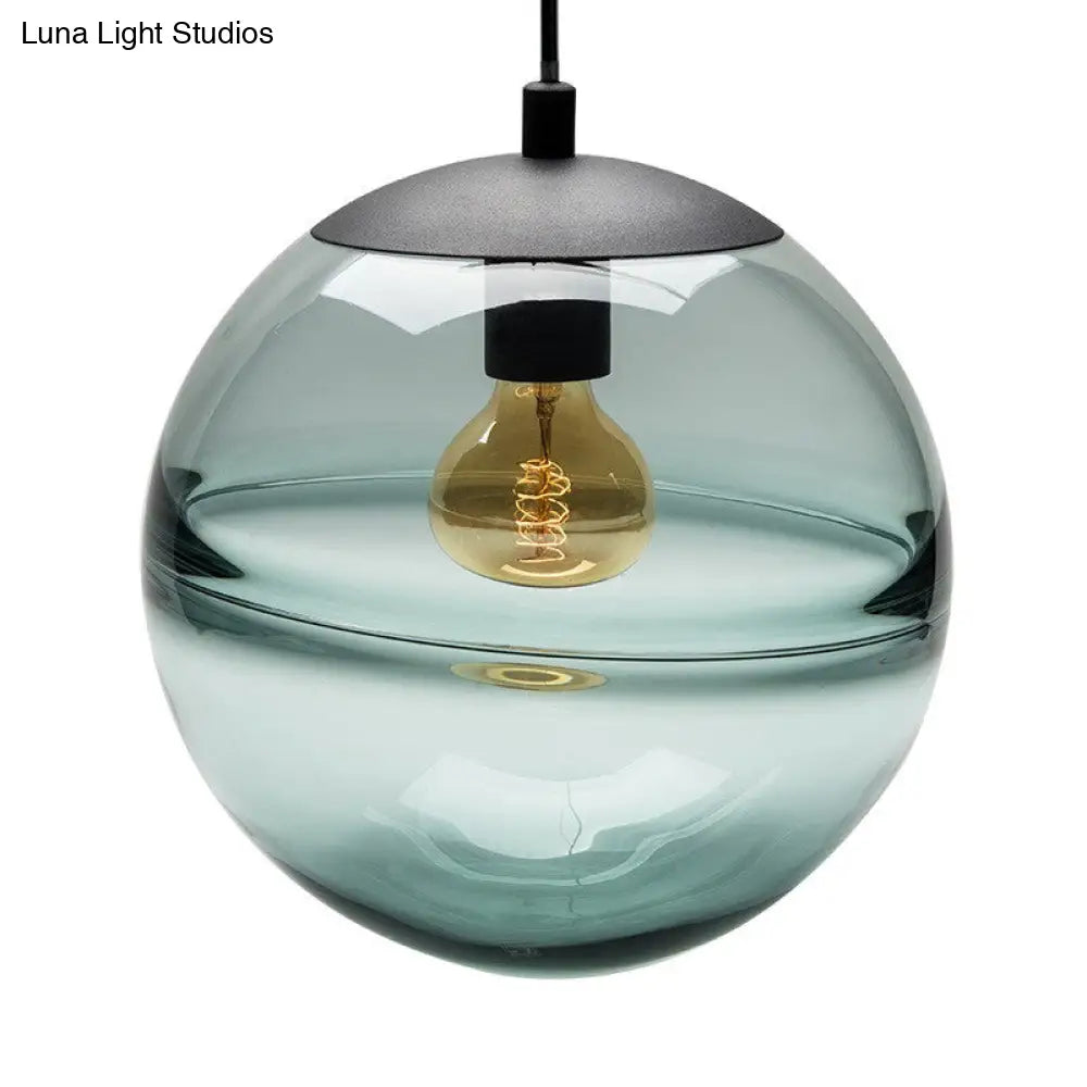 Modern Blue/Coffee Glass Sphere Pendant Light 1 Head 8’/10’/12’ Wide - Perfect For Dining Room