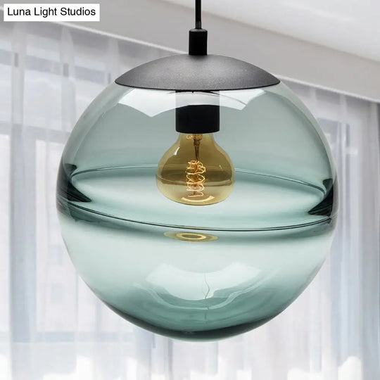 Modern Blue/Coffee Glass Sphere Pendant Light - 1 Head 8/10/12 Wide Elegant Dining Room Hanging