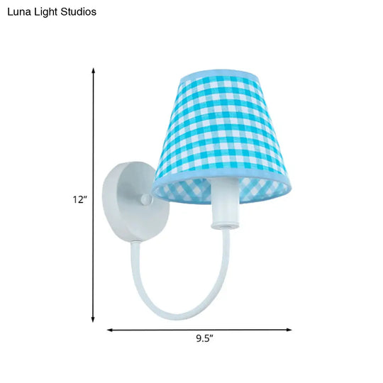 Modern Blue Fabric Wall Mounted Lighting With Gooseneck Arm