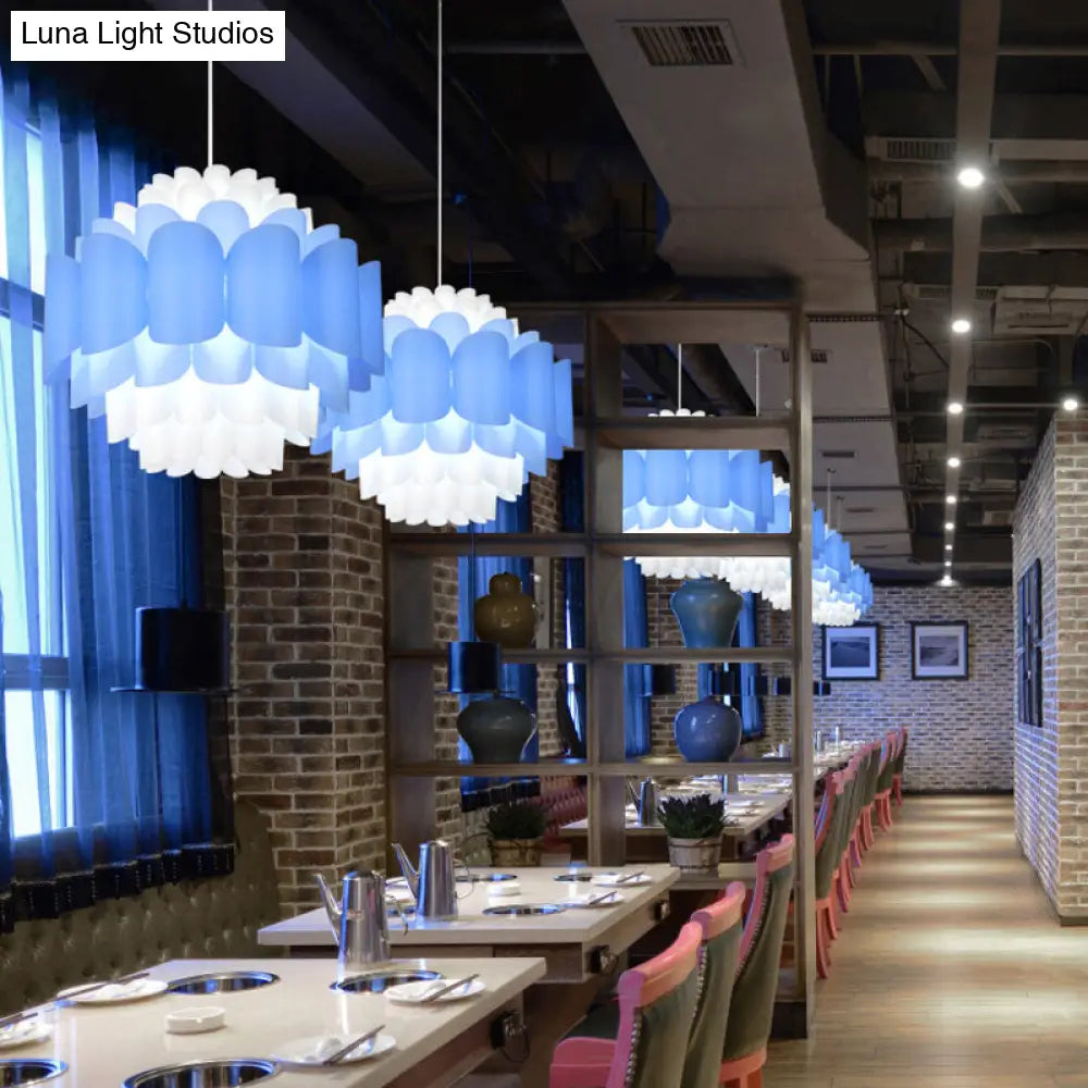 Modern Blue Floral Pendant Led Ceiling Light For Restaurants