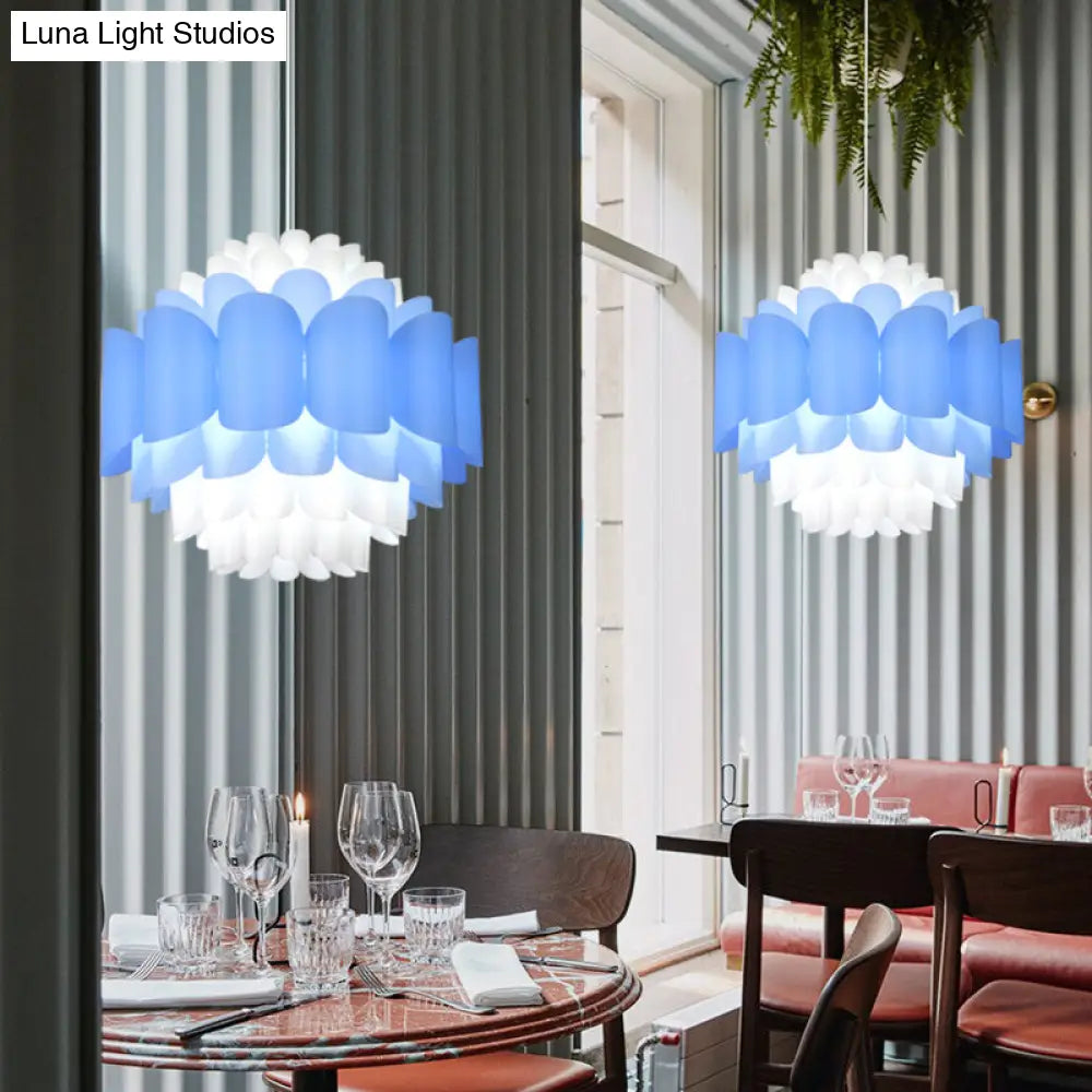 Modern Blue Floral Pendant Led Ceiling Light For Restaurants