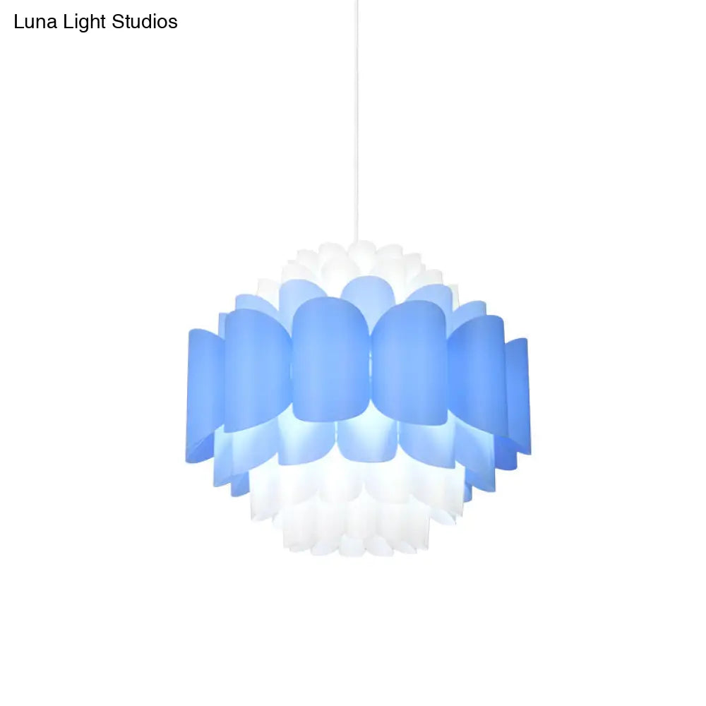 Modern Blue Floral Pendant Lighting: Acrylic Led Ceiling Light For Restaurants