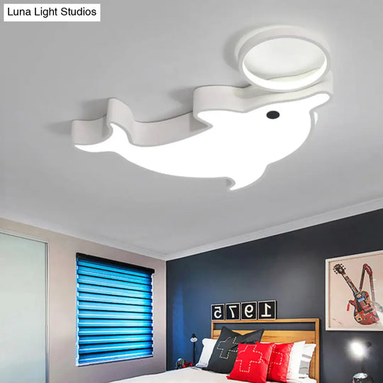 Modern Blue Flush Mount Ceiling Lamp For Baby Bedroom White /