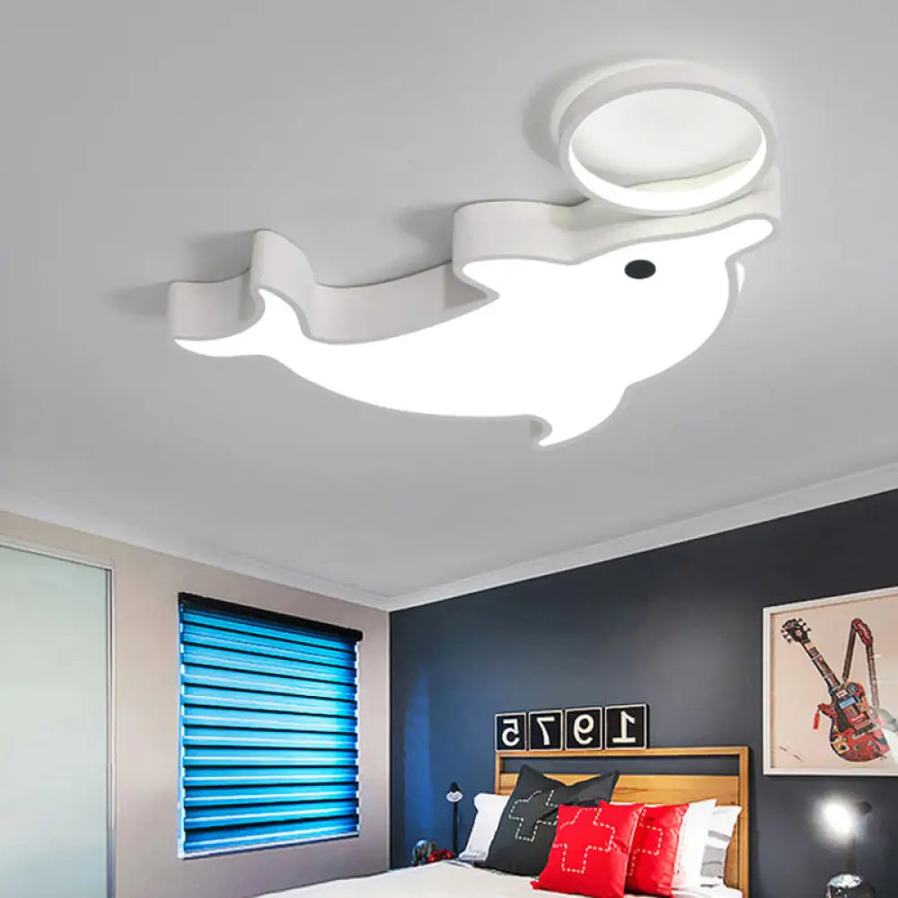 Modern Blue Flush Mount Ceiling Lamp For Baby Bedroom White /