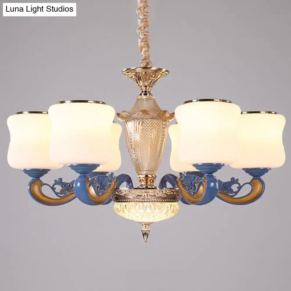 Modern Glass Blue Ceiling Chandelier With Curved Pendant Lighting Fixture And Shade