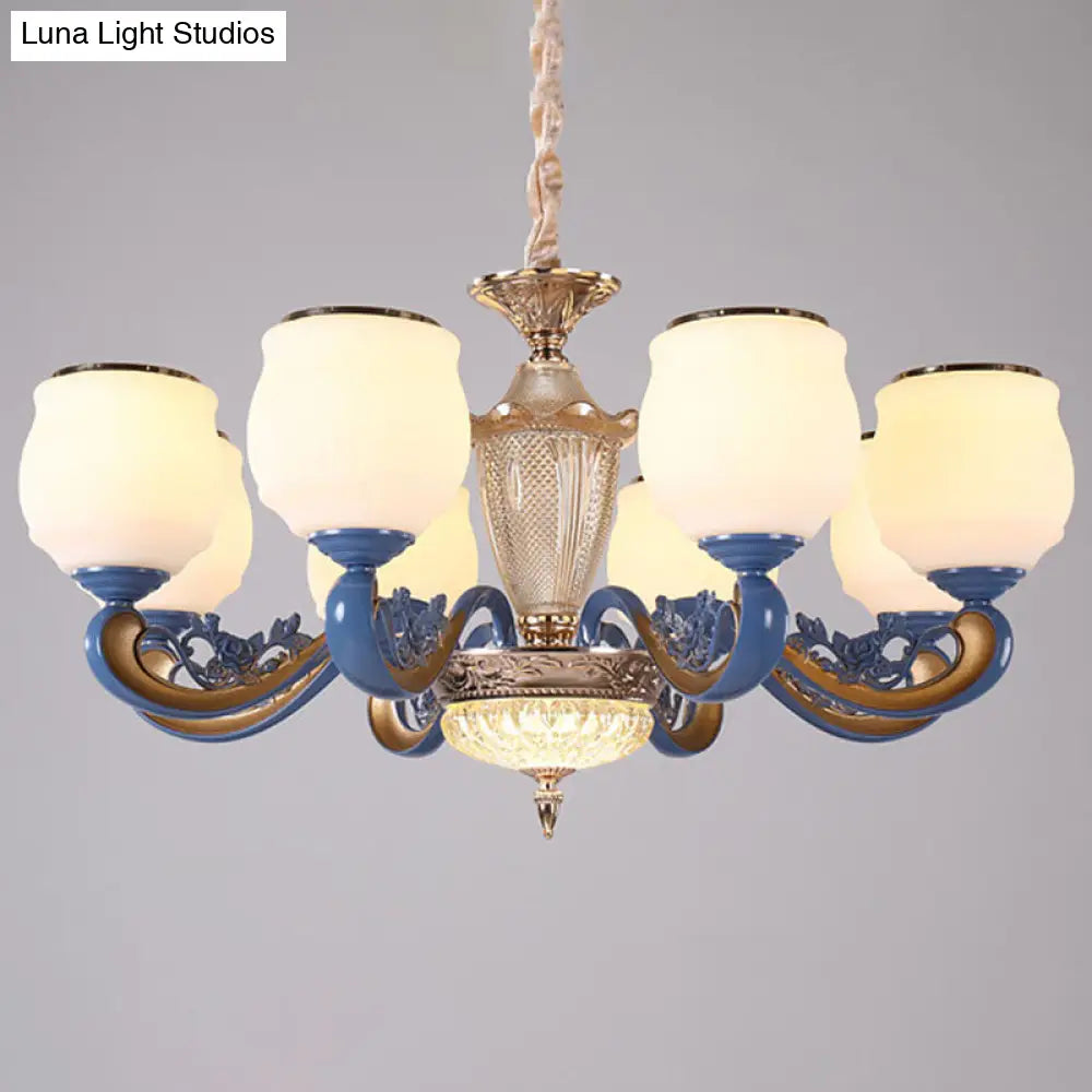 Modern Glass Blue Ceiling Chandelier With Curved Pendant Lighting Fixture And Shade 12 / White 1