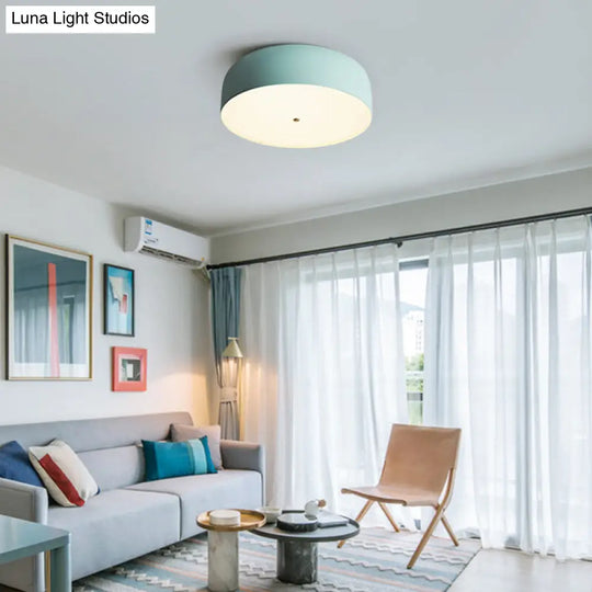Modern Blue Led Flush Mount Ceiling Light Fixture For Kitchen - 14/19 Wide / 14