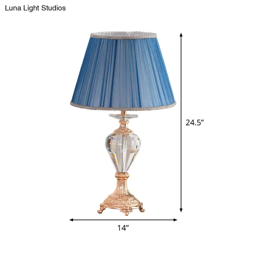 Modern Blue Shaded Desk Lamp With Copper Metal Base - 1 Bulb Table Light