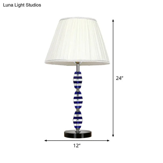 Modern Blue Table Lamp With Tapered Shade For Dining Room Or Desk