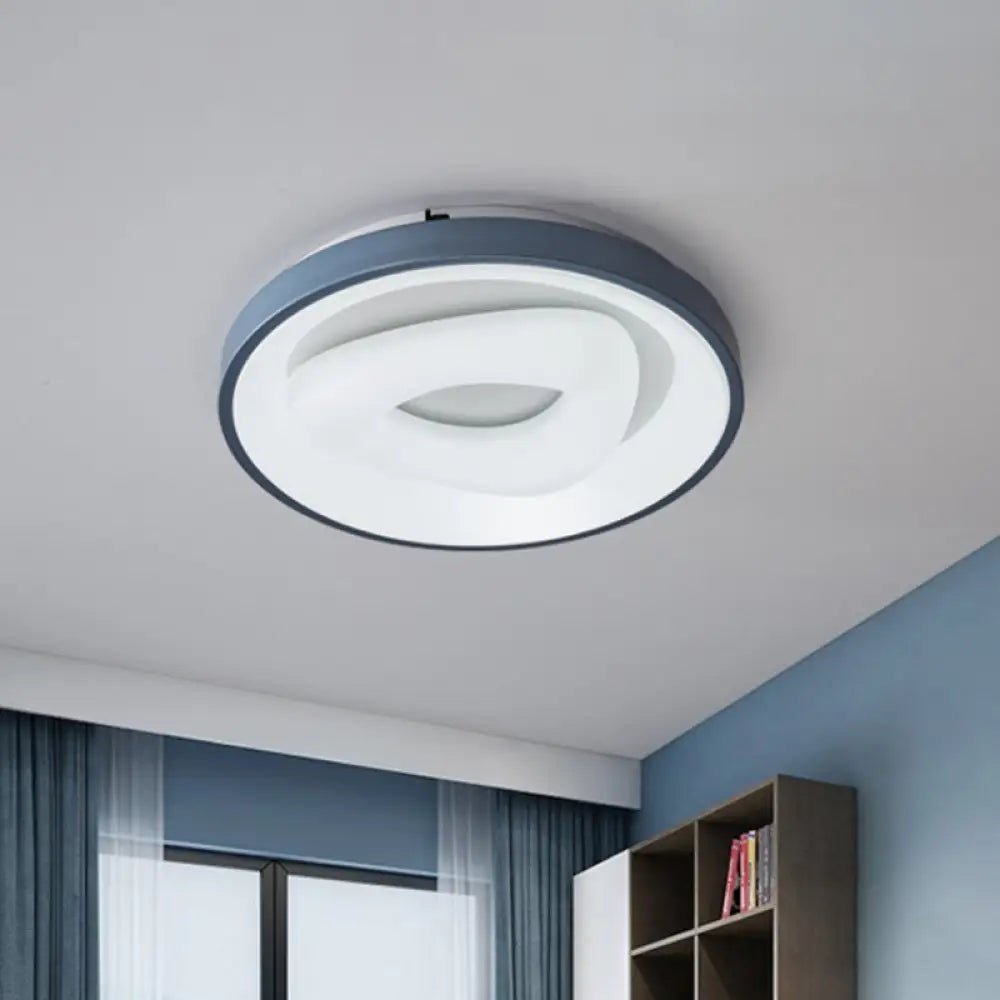 Modern Blue - White Led Ceiling Light With Acrylic Shade: Macaron Flush Mount Lamp