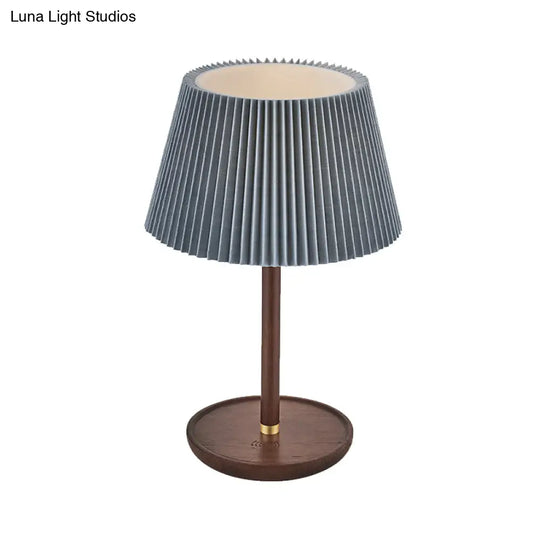 Modern Blue/White Table Lamp With Flared Fabric Shade - Perfect For Living Room