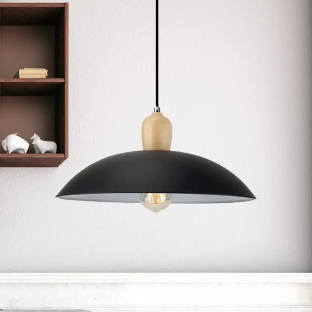 Modern Bowl Ceiling Pendant Light In Black/White 12.5’/16’ Diameter Black / 12.5’