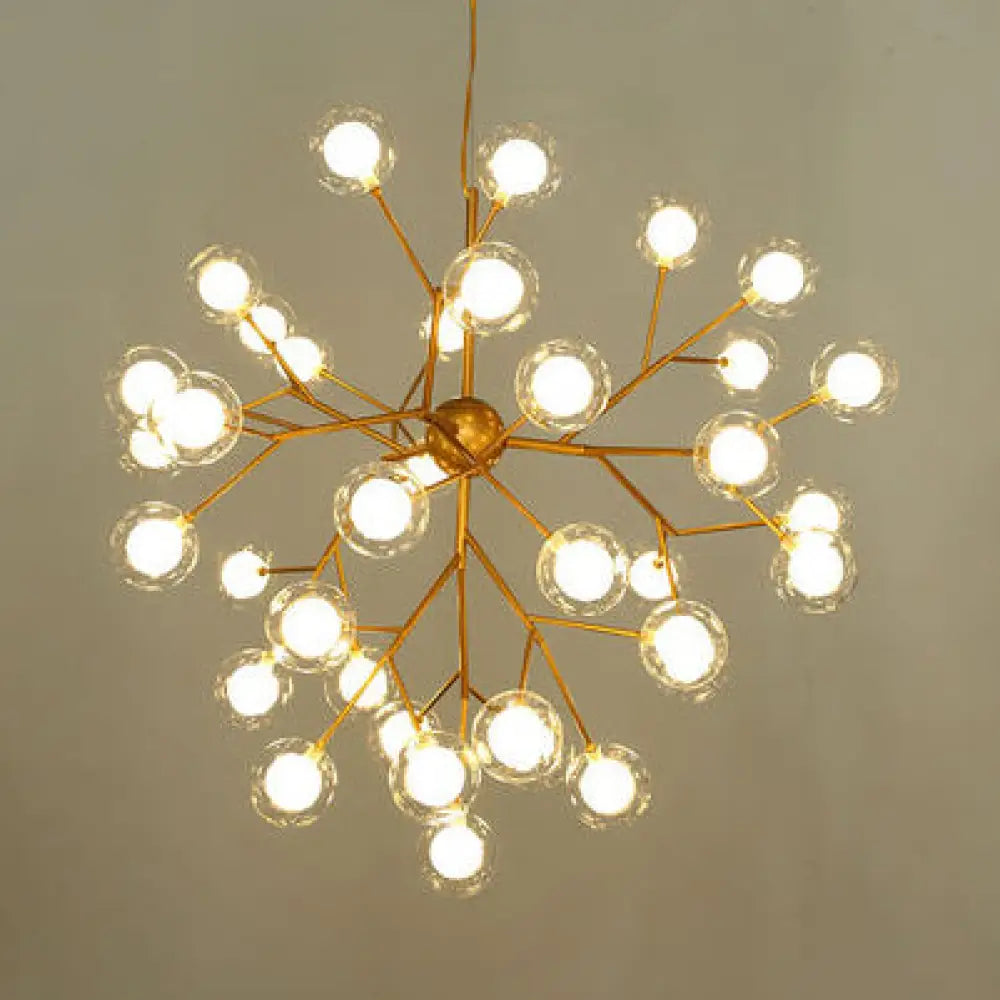 Modern Branching Chandelier With Clear Glass Ball Shades - 9/27 Bulbs Black/White Ceiling Light