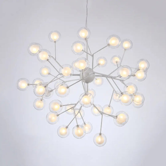 Modern Branching Chandelier With Clear Glass Ball Shades - 9/27 Bulbs Black/White Ceiling Light