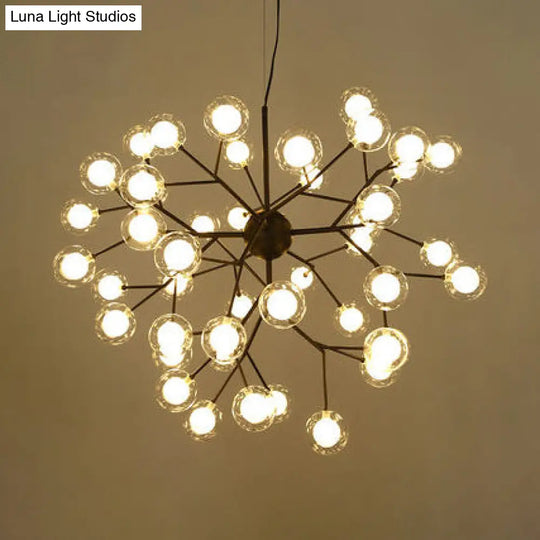 Modern Branching Chandelier With Clear Glass Ball Shades - 9/27 Bulbs Black/White Ceiling Light