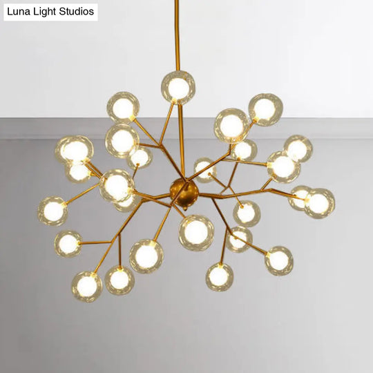 Modern Branching Chandelier With Clear Glass Ball Shades - 9/27 Bulbs Black/White Ceiling Light