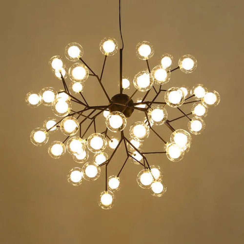 Modern Branching Chandelier With Clear Glass Ball Shades - 9/27 Bulbs Black/White Ceiling Light