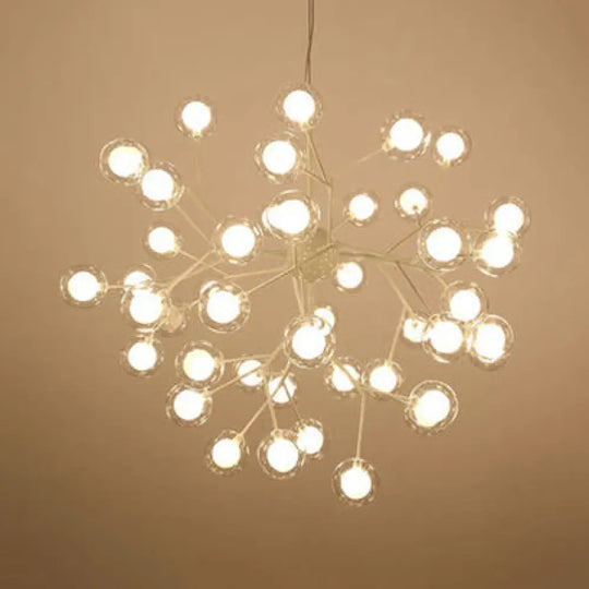 Modern Branching Chandelier With Clear Glass Ball Shades - 9/27 Bulbs Black/White Ceiling Light