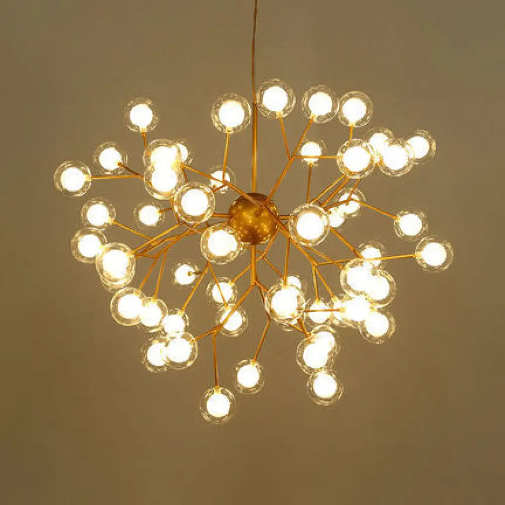 Modern Branching Chandelier With Clear Glass Ball Shades - 9/27 Bulbs Black/White Ceiling Light