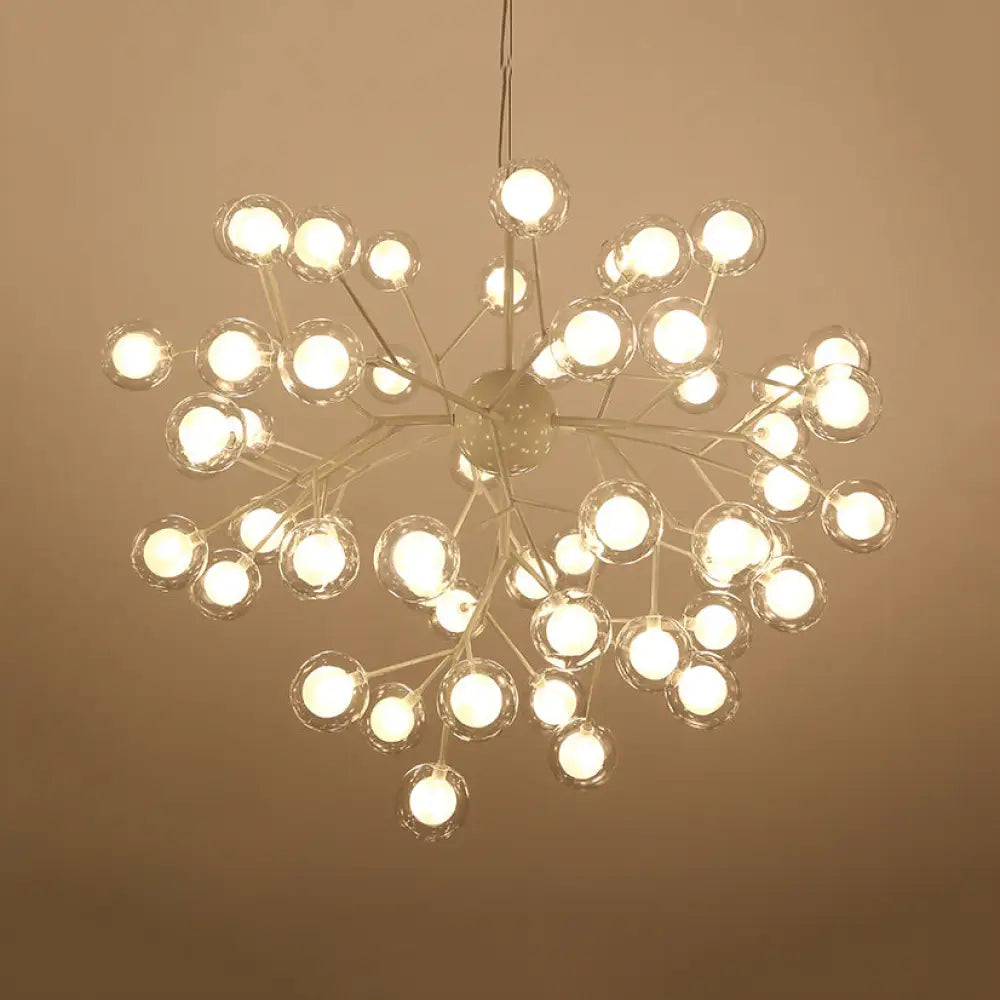 Modern Branching Chandelier With Clear Glass Ball Shades - 9/27 Bulbs Black/White Ceiling Light