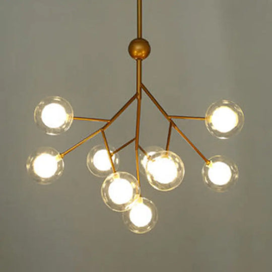 Modern Branching Chandelier With Clear Glass Ball Shades - 9/27 Bulbs Black/White Ceiling Light