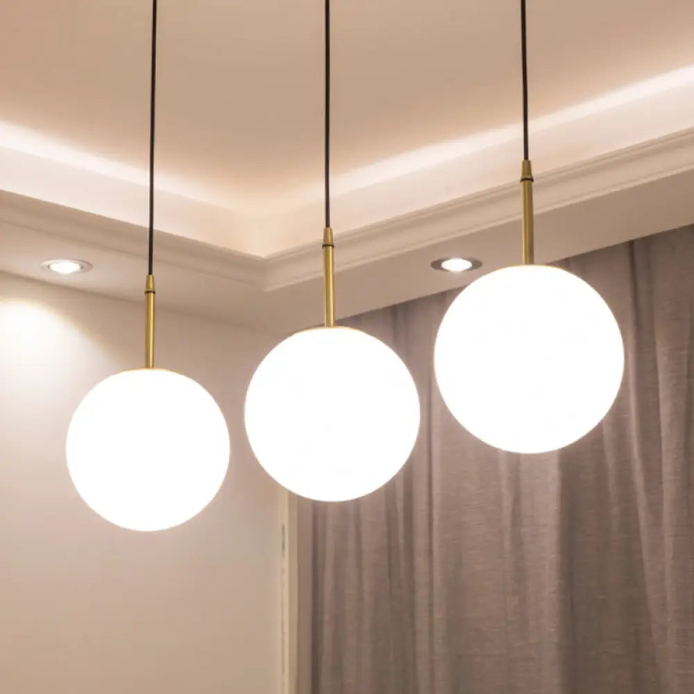 Modern Brass And White Glass Ceiling Pendant Light - 6’/8’ Wide Ideal For Dining Room / 8’