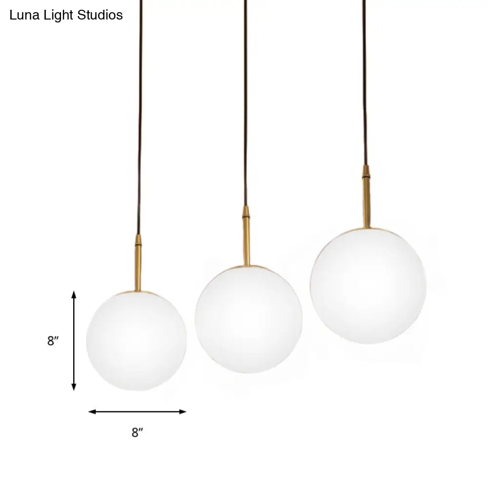 Modern Brass And White Glass Ceiling Pendant Light - 6’/8’ Wide Ideal For Dining Room