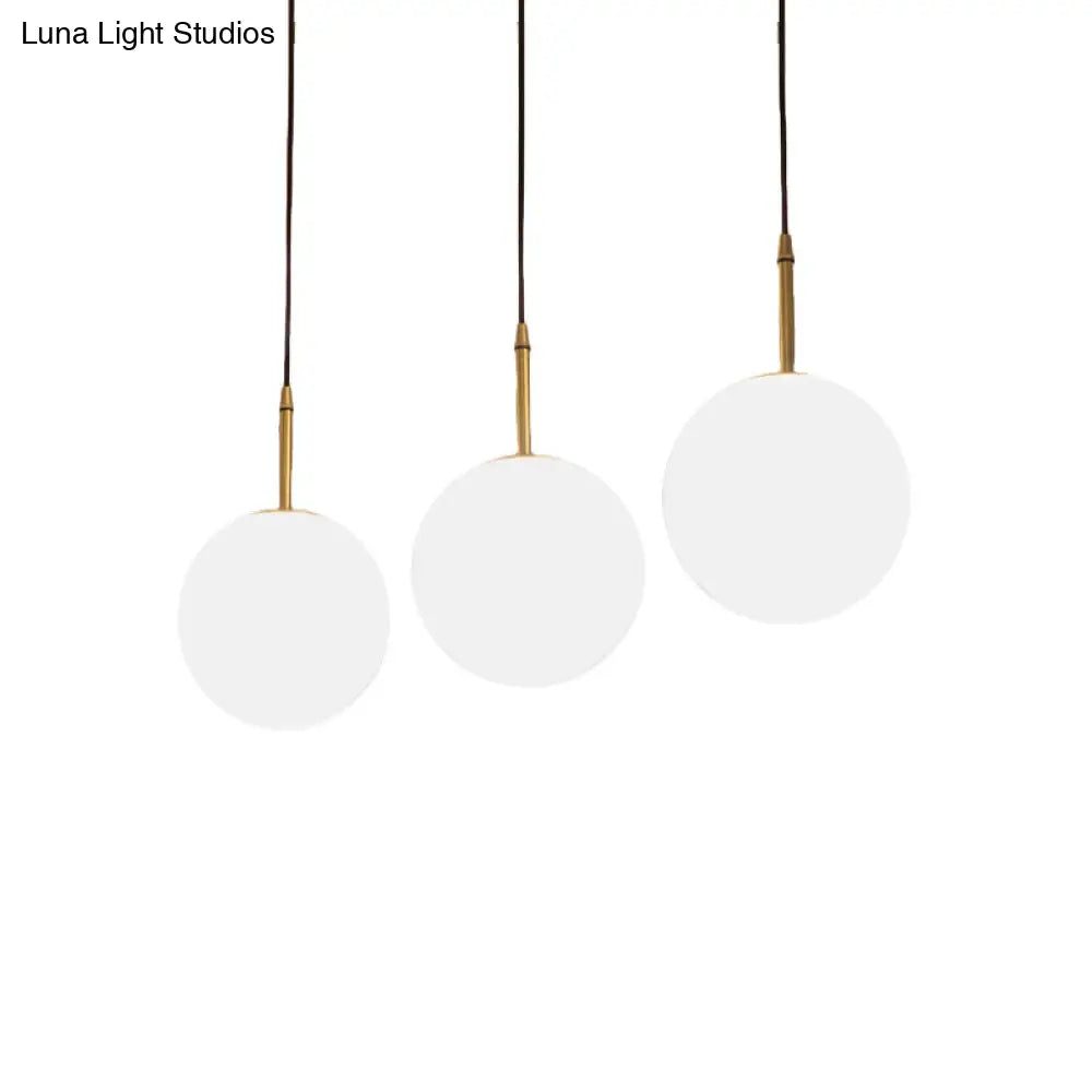 Modern Brass And White Glass Round Pendant Light For Dining Room - 6/8 Wide