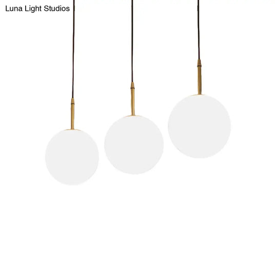 Modern Brass And White Glass Round Pendant Light For Dining Room - 6/8 Wide