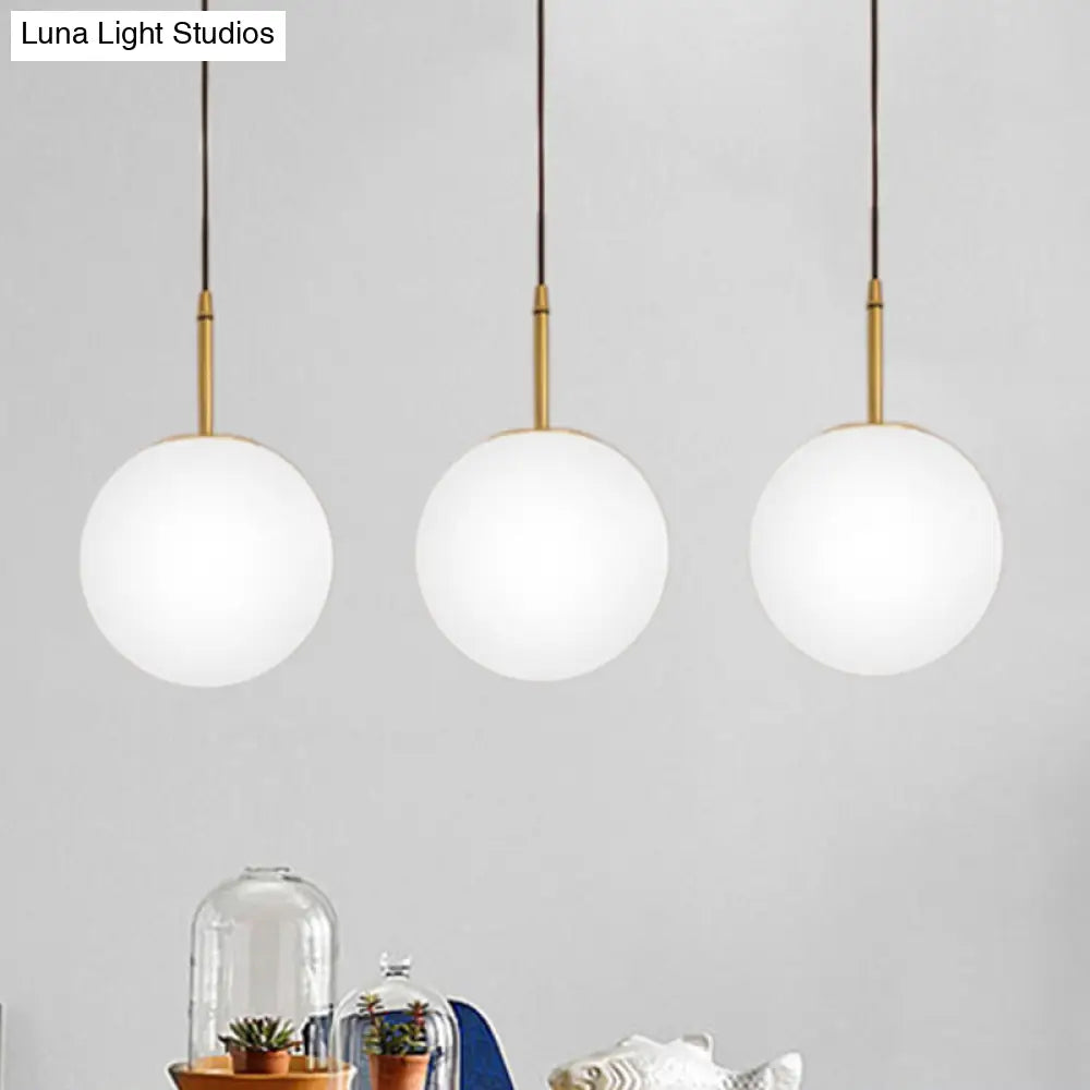 Modern Brass And White Glass Ceiling Pendant Light - 6’/8’ Wide Ideal For Dining Room