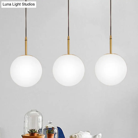 Modern Brass And White Glass Ceiling Pendant Light - 6’/8’ Wide Ideal For Dining Room