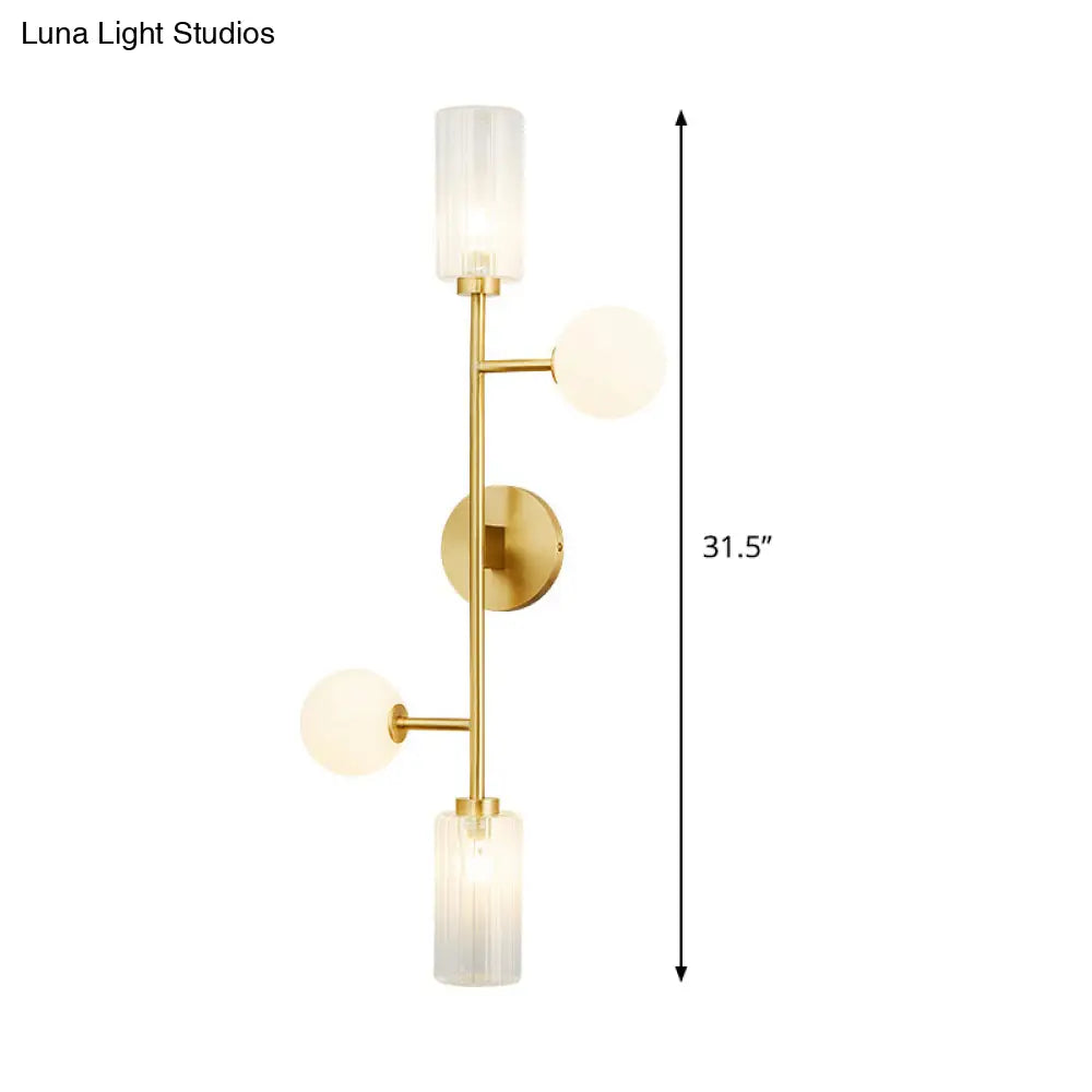 Modern Brass Armed Sconce - 4 Head Metal Wall Light For Dining Room