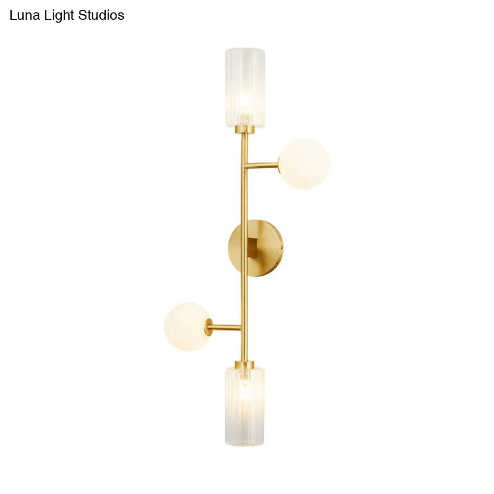 Modern Brass Armed Sconce - 4 Head Metal Wall Light For Dining Room