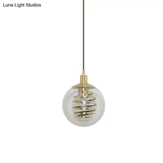 Modern Brass Bedroom Pendant Lamp With Clear Glass Shade - 1 Bulb 6’/10’ Wide Global Modernism