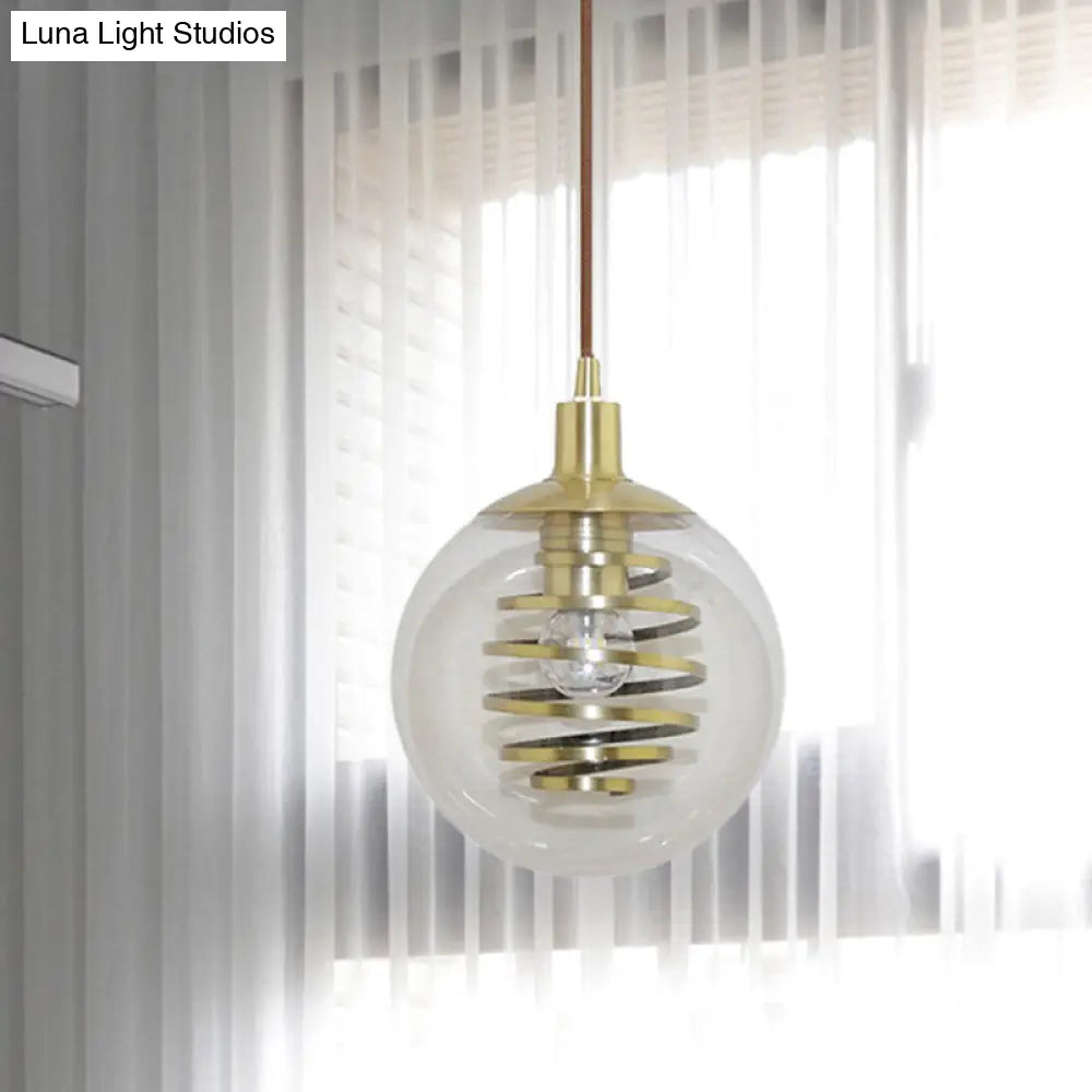 Modern Brass Bedroom Pendant Lamp With Clear Glass Shade - 1 Bulb 6’/10’ Wide Global Modernism