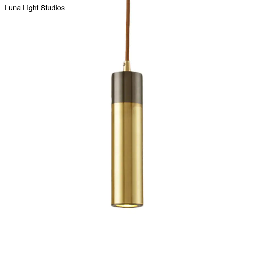 Modern Brass-Black 1-Light Metal Hanging Light Kit For Beer Bar Column Pendant