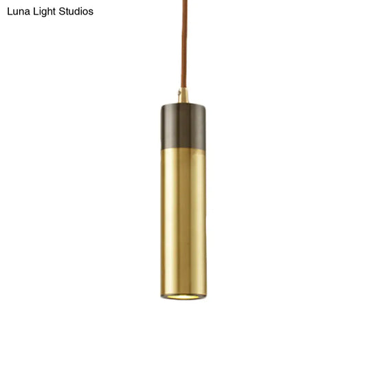 Postmodern Brass-Black 1-Light Pendant For Column Beer Bar - Metal Ceiling Hanging Light Kit
