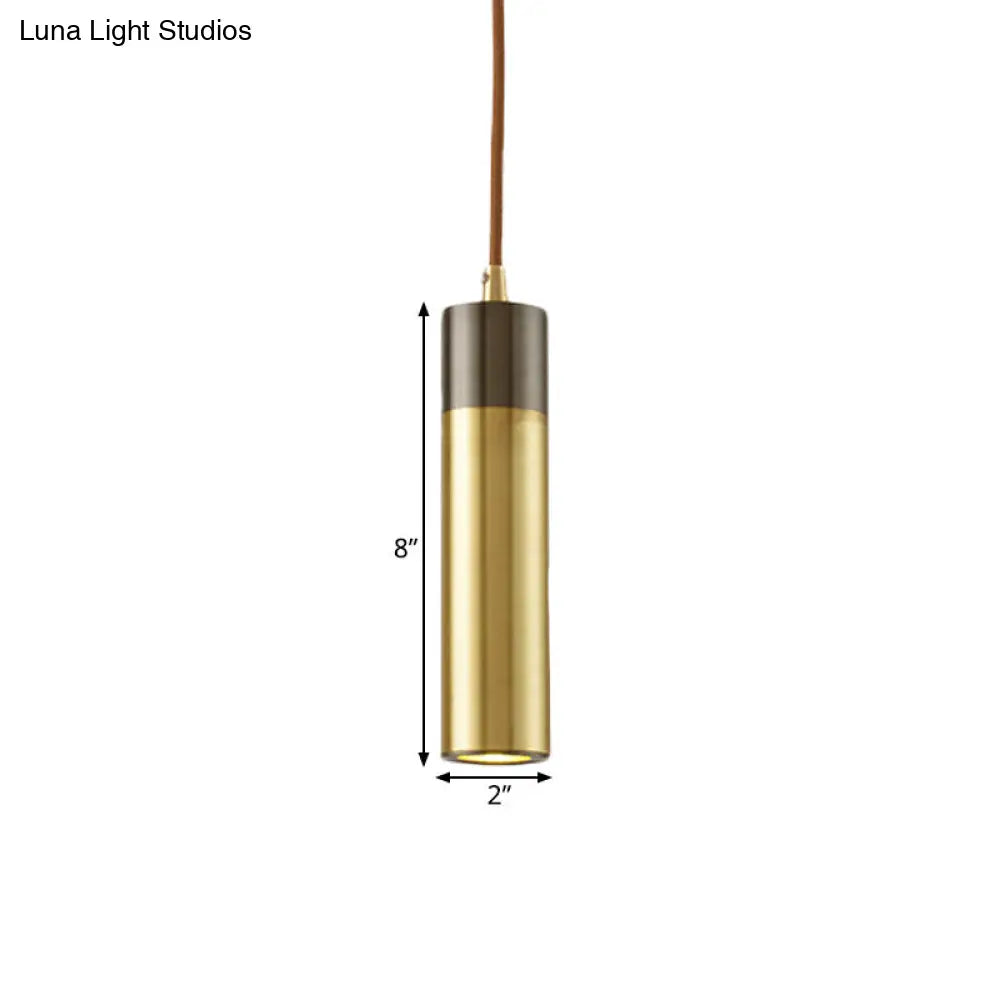 Postmodern Brass-Black 1-Light Pendant For Column Beer Bar - Metal Ceiling Hanging Light Kit