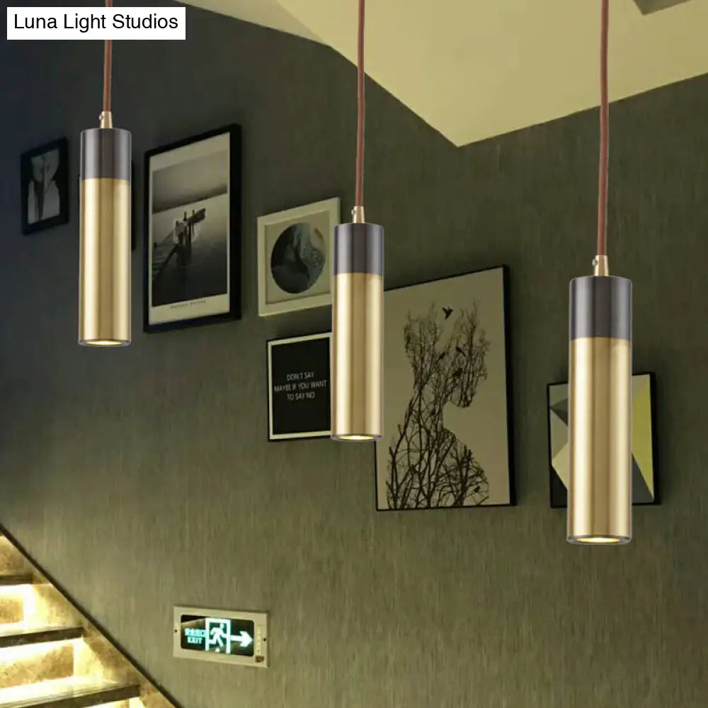 Modern Brass-Black 1-Light Metal Hanging Light Kit For Beer Bar Column Pendant