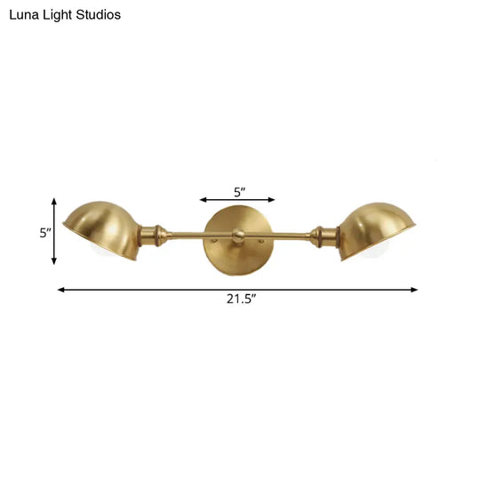 Modern Brass Bowl Wall Light Fixture With 2 Heads - Bedroom Sconce Lighting