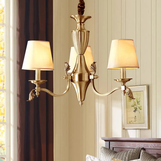 Modern Brass Candelabra Chandelier With Fabric Shade - Ceiling Lighting Fixture 3 /